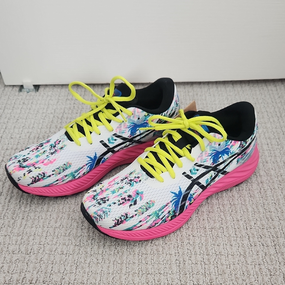 Asics Women's White Multi Pink Athletic Running Shoes